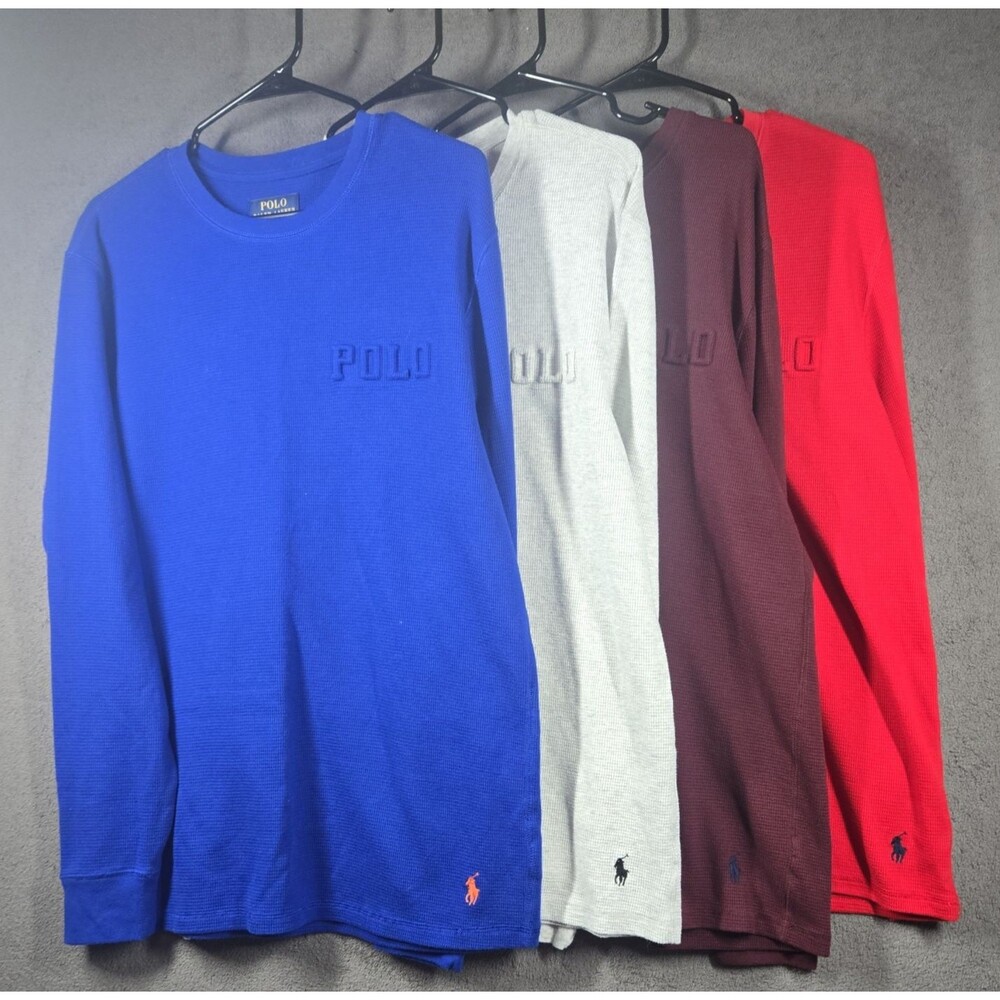 Lot of 4 Polo Ralph Lauren Large Long Sleeve Waffle Weave Sleepwear Shirts